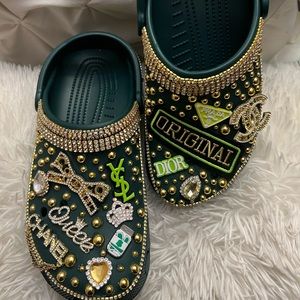 Blinged out Get it Green Crocs